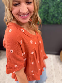 Rust Daisy Top
