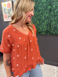 Rust Daisy Top
