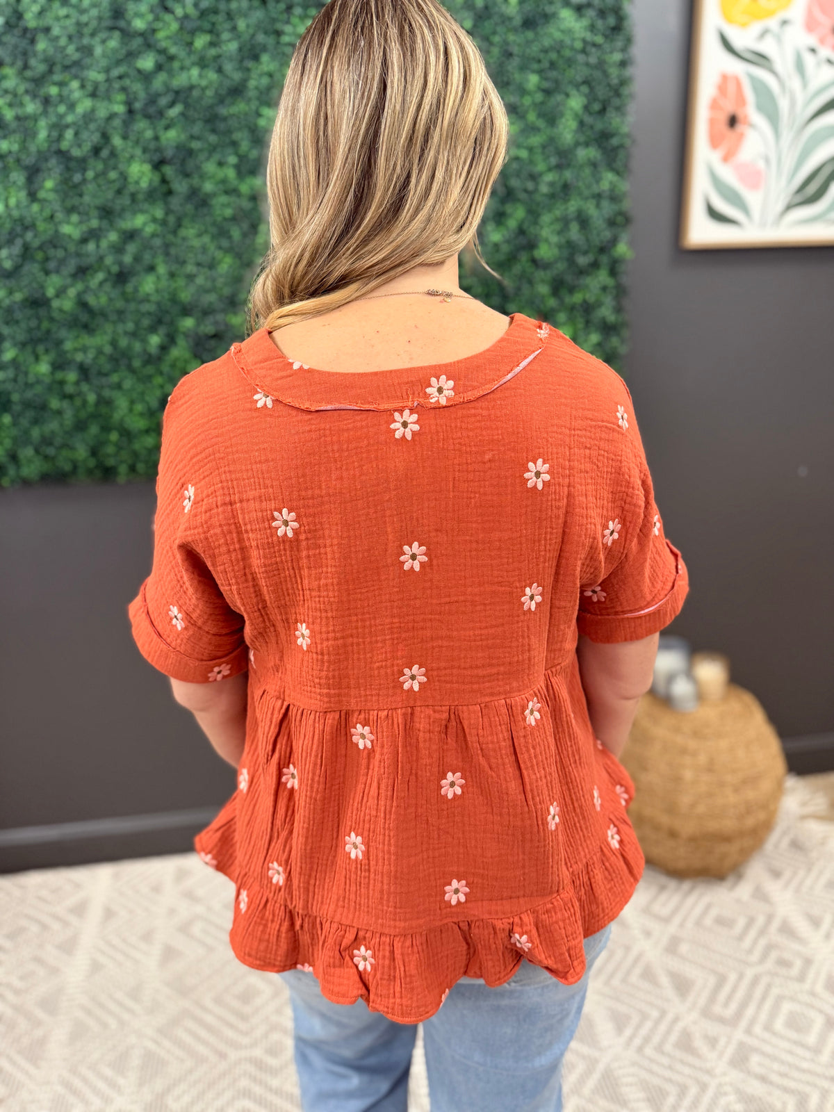Rust Daisy Top