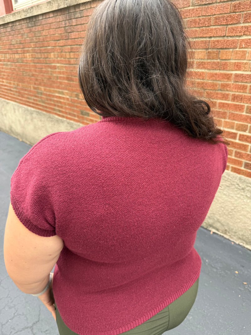 Burgundy & Black Bold Floral Knit Top