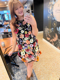 Embroidered Bold Floral Dress