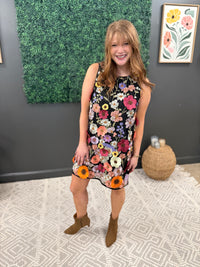 Embroidered Bold Floral Dress