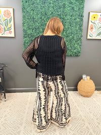 Black Fringe Open Sweater