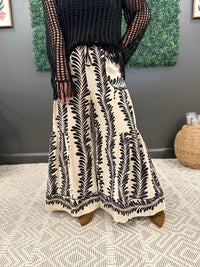 Black + Cream Floral Wide Leg Pants