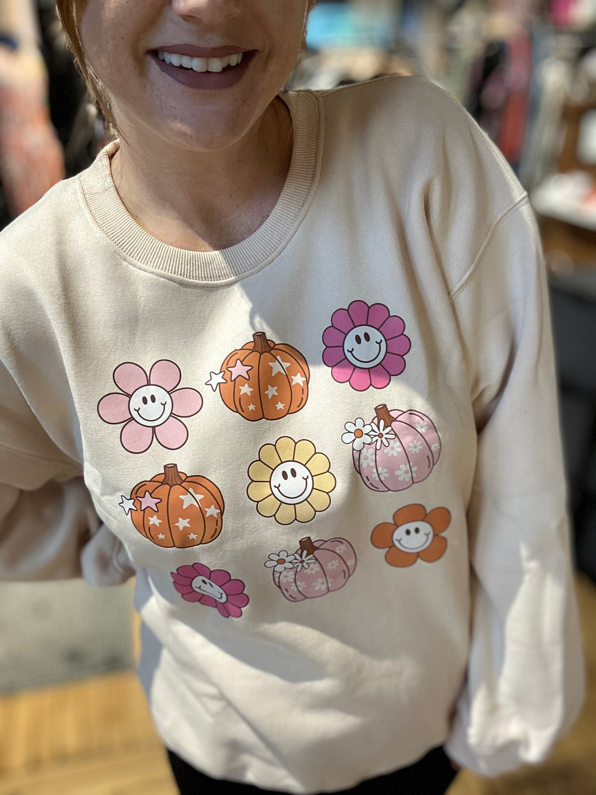 Daisies And Pumpkins Crewneck