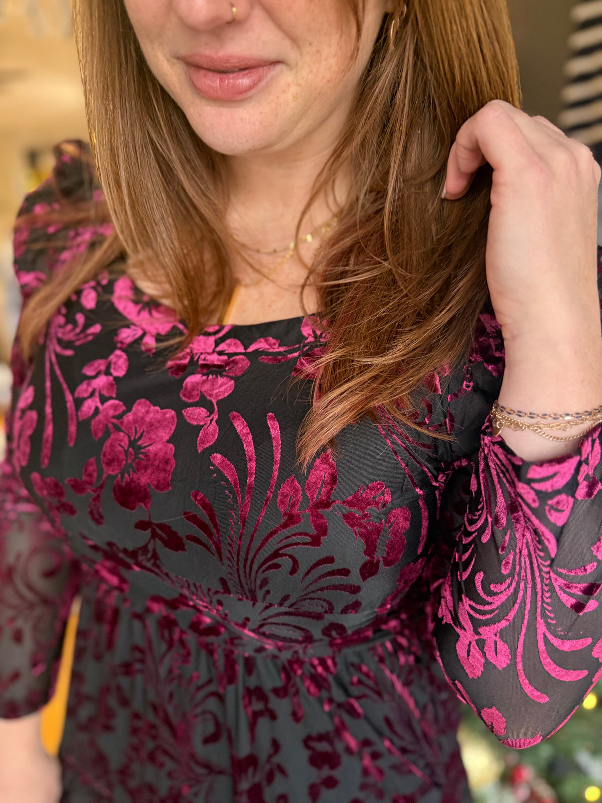 Burgundy Velour Dress