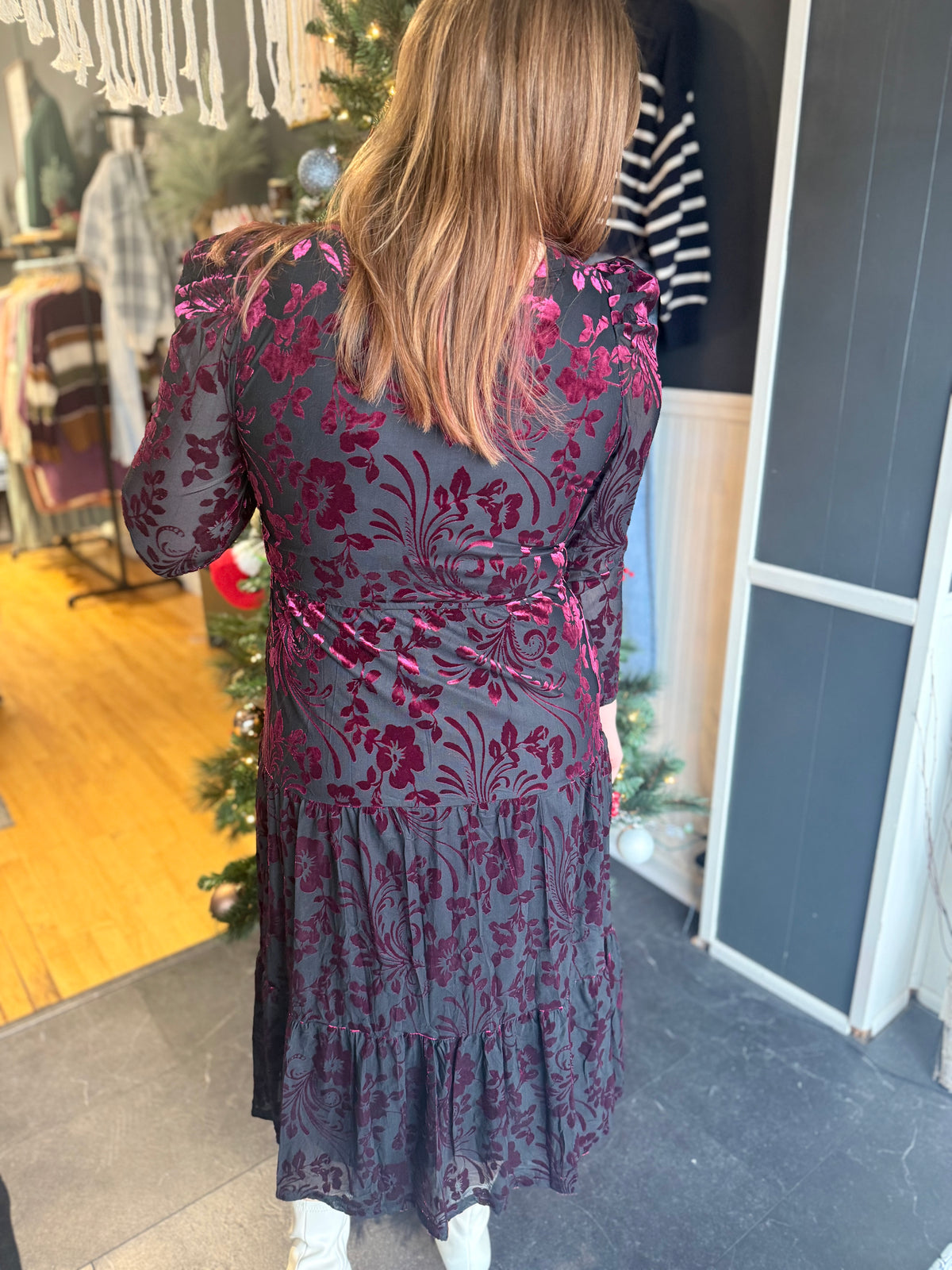 Burgundy Velour Dress