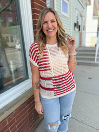 Crimson Knit Short Sleeve Top