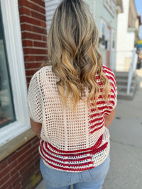 Crimson Knit Short Sleeve Top
