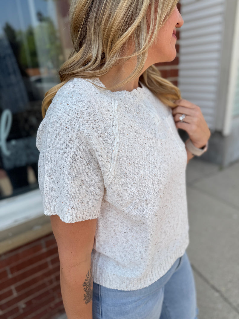 Cozy White Speckled Top