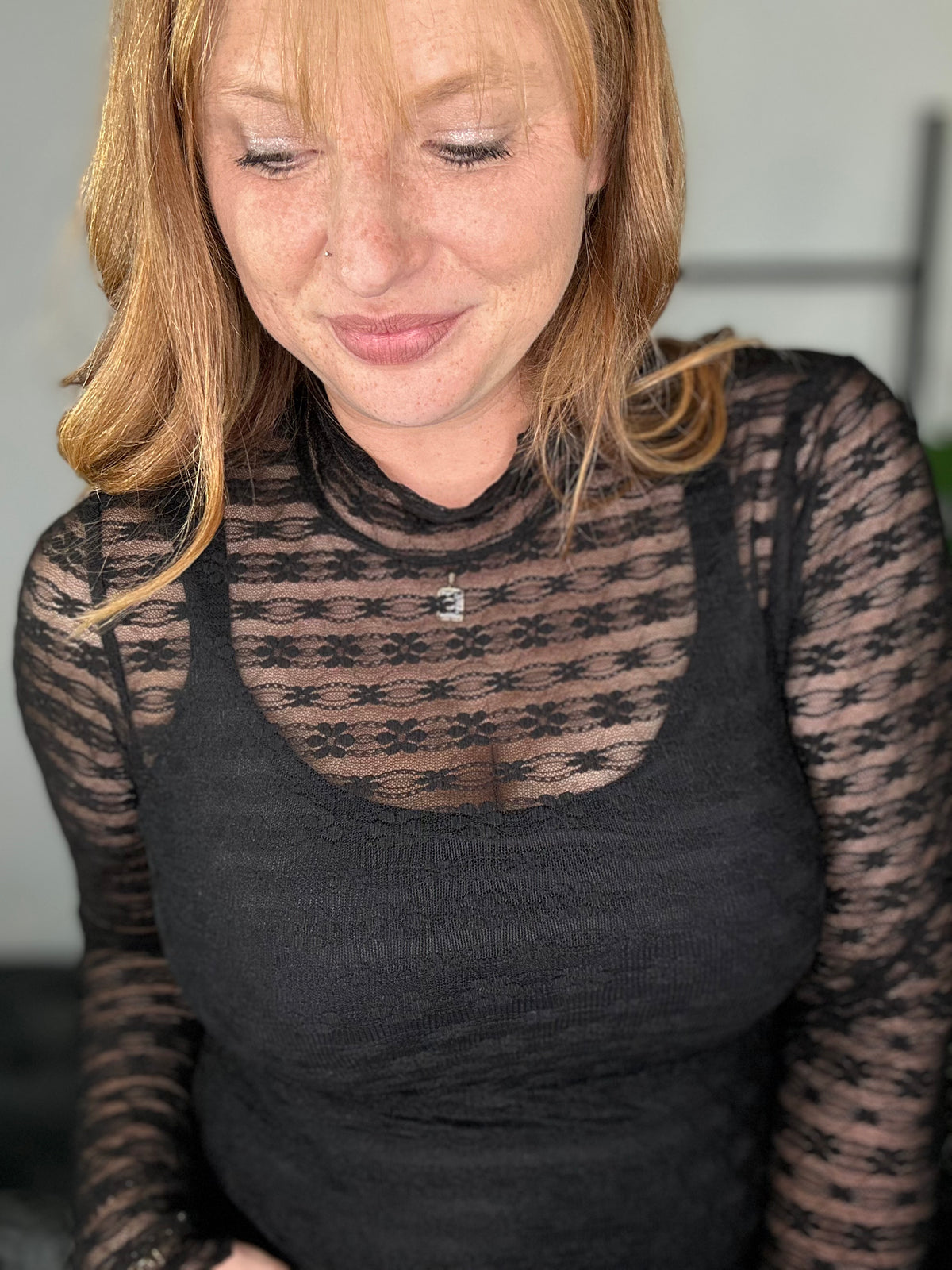 Black Lace Mesh Top