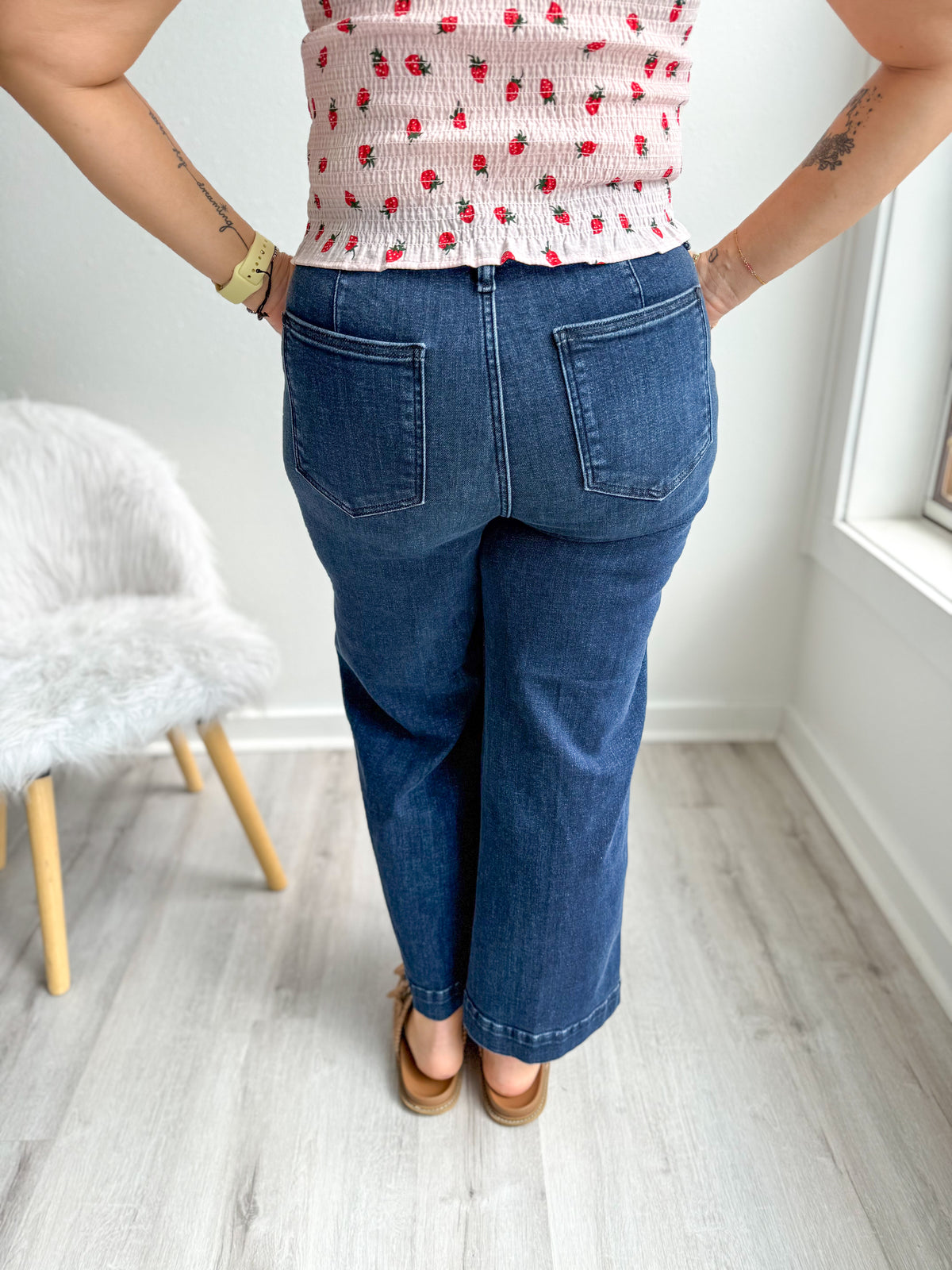 Darla Denim HW Ankle Wide Trouser