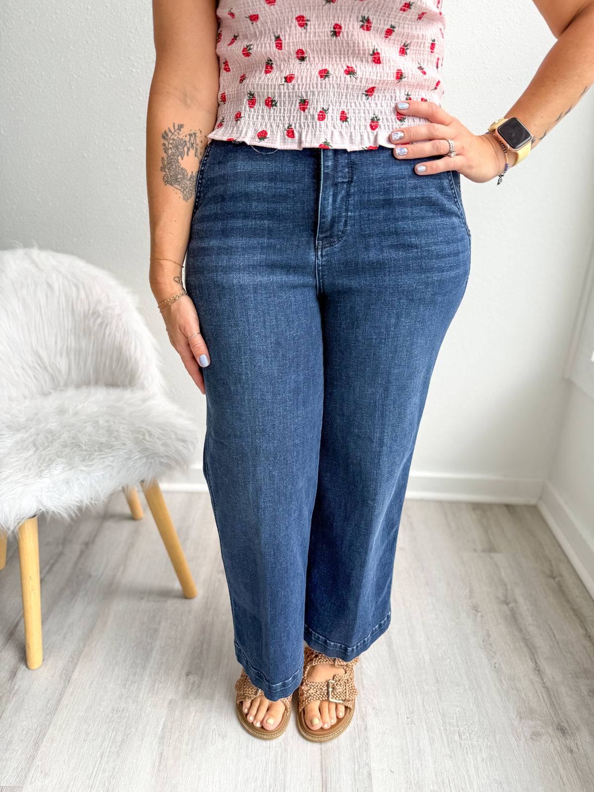 Darla Denim HW Ankle Wide Trouser