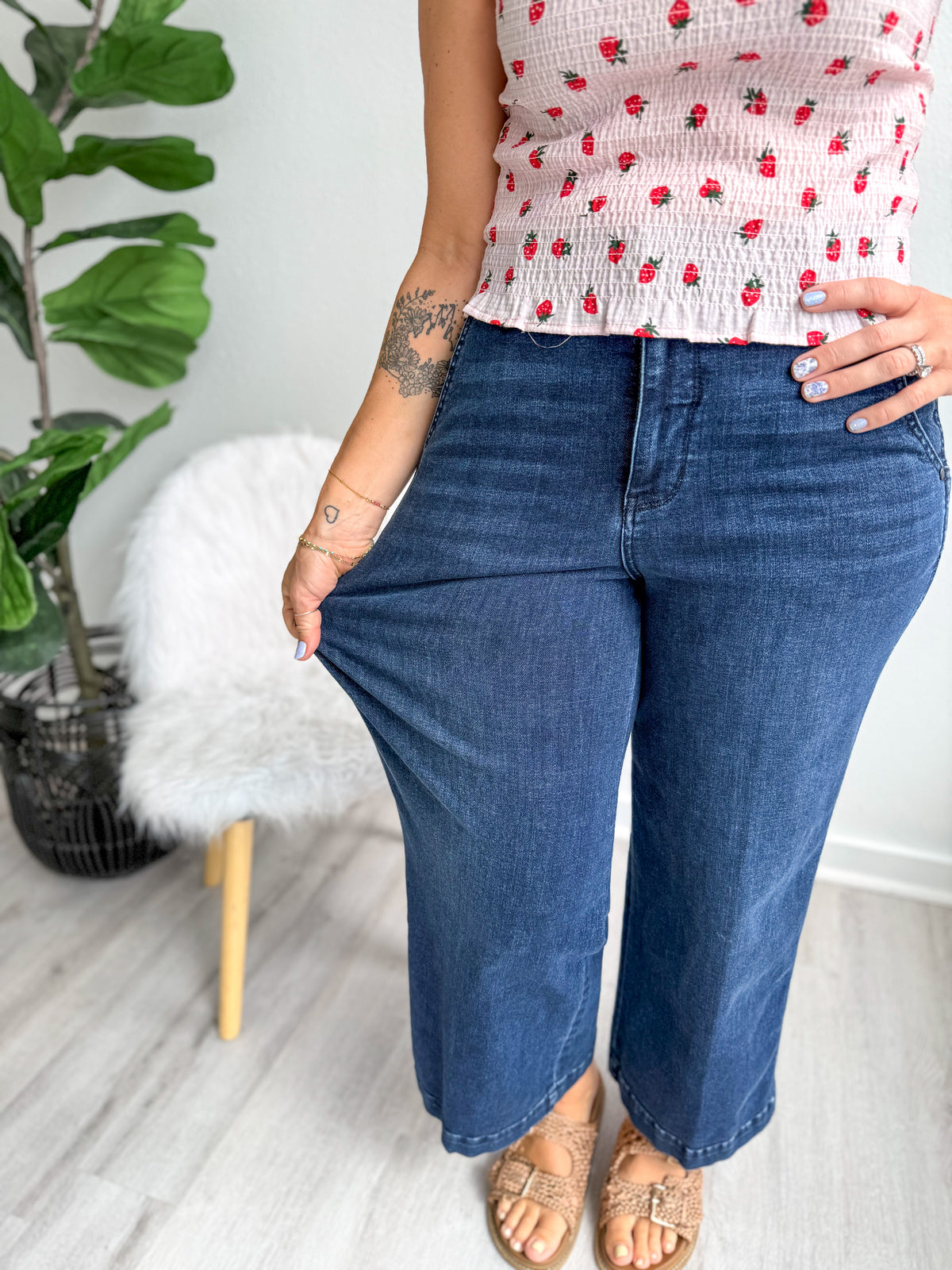 Darla Denim HW Ankle Wide Trouser