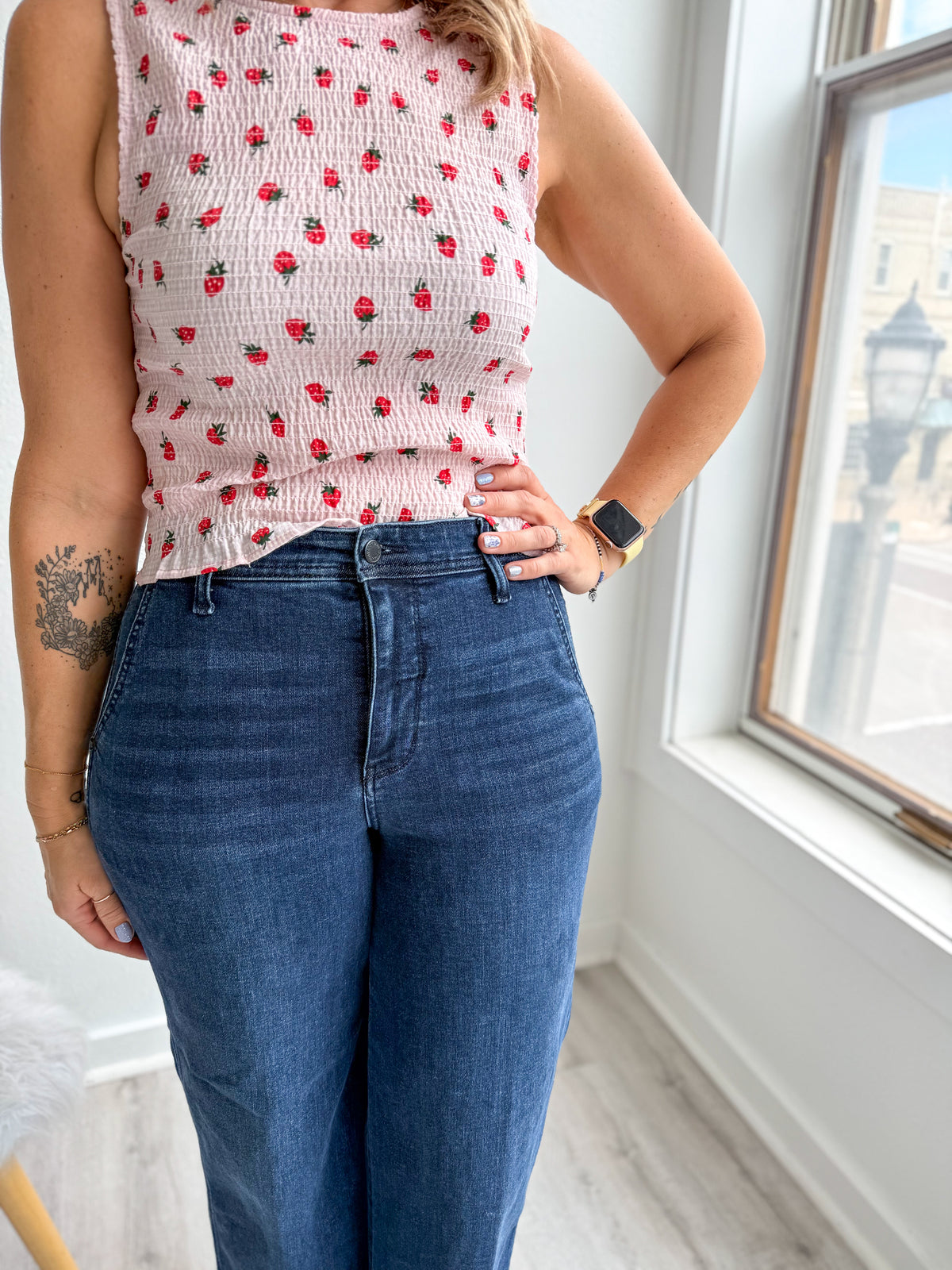 Darla Denim HW Ankle Wide Trouser