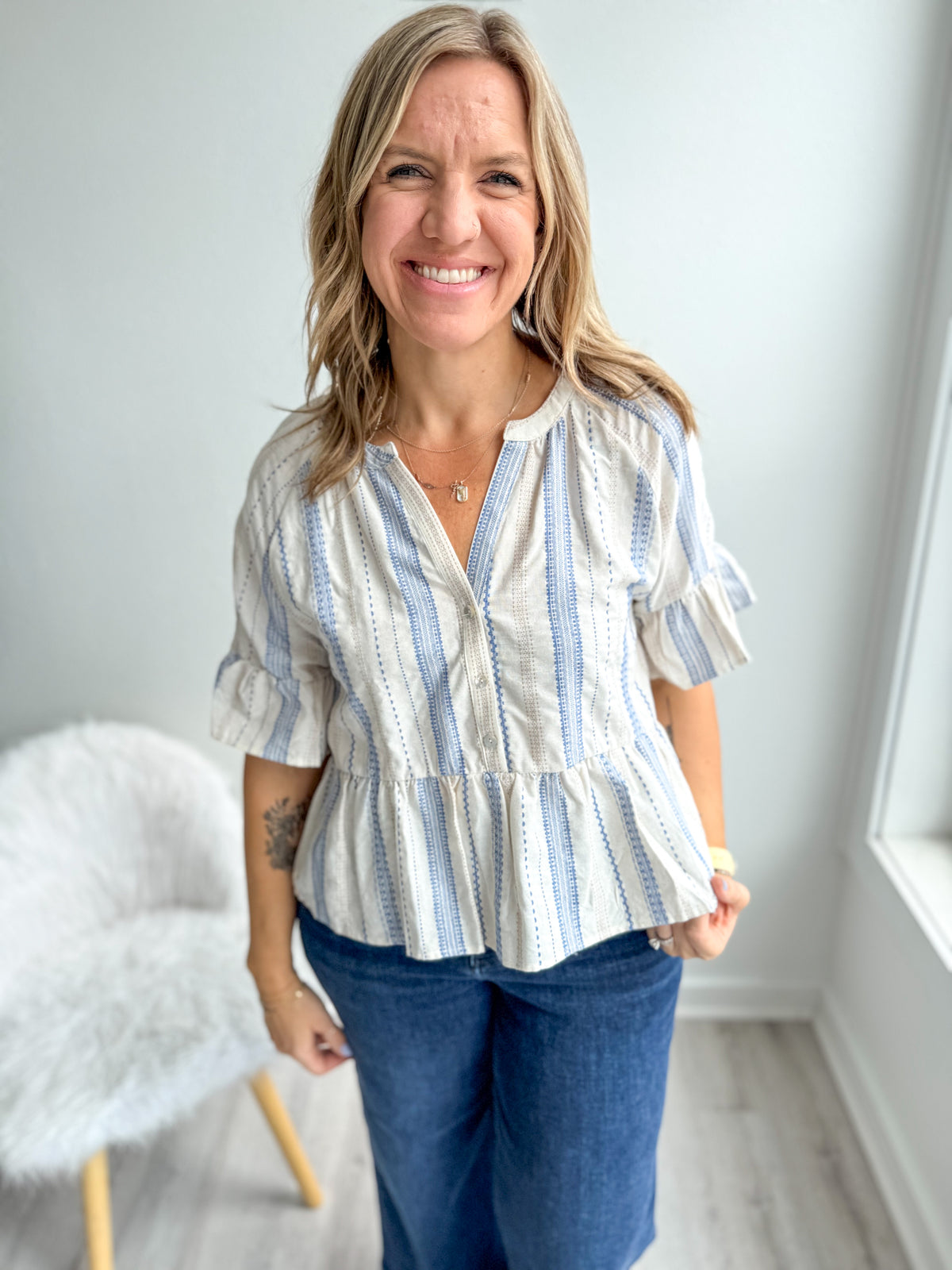 Drift Blue Stripe Top