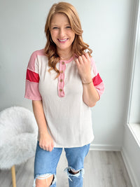 Strawberry Cream Henley Top