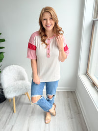 Strawberry Cream Henley Top