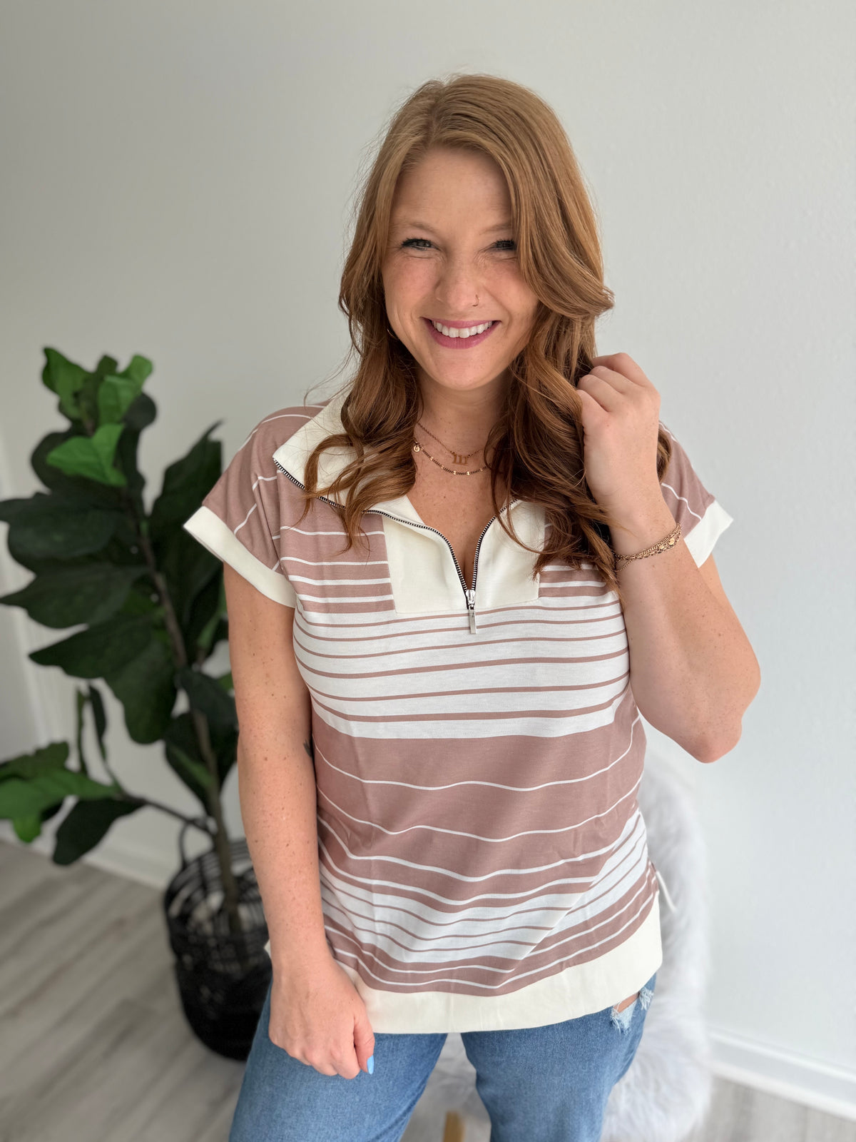 Latte Stripe Tunic Top