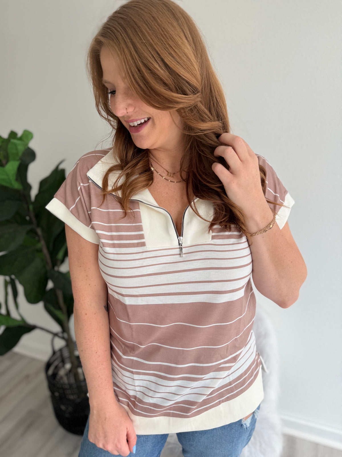 Latte Stripe Tunic Top