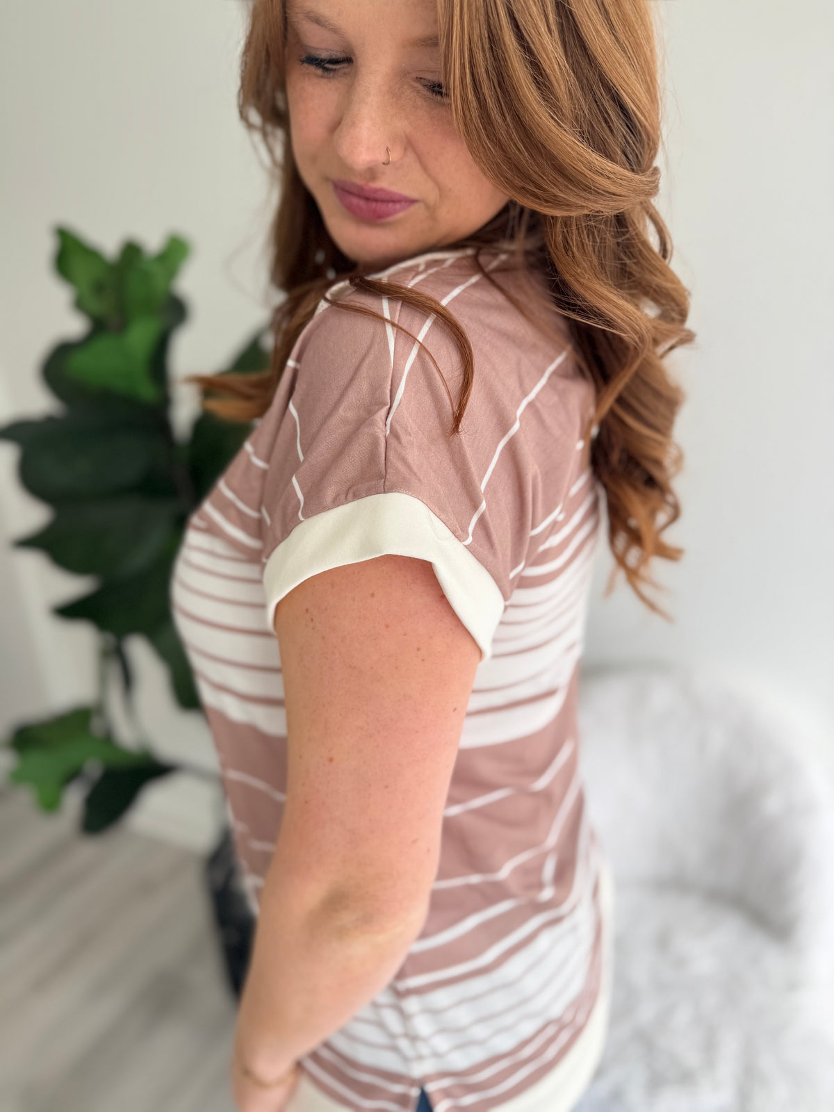 Latte Stripe Tunic Top