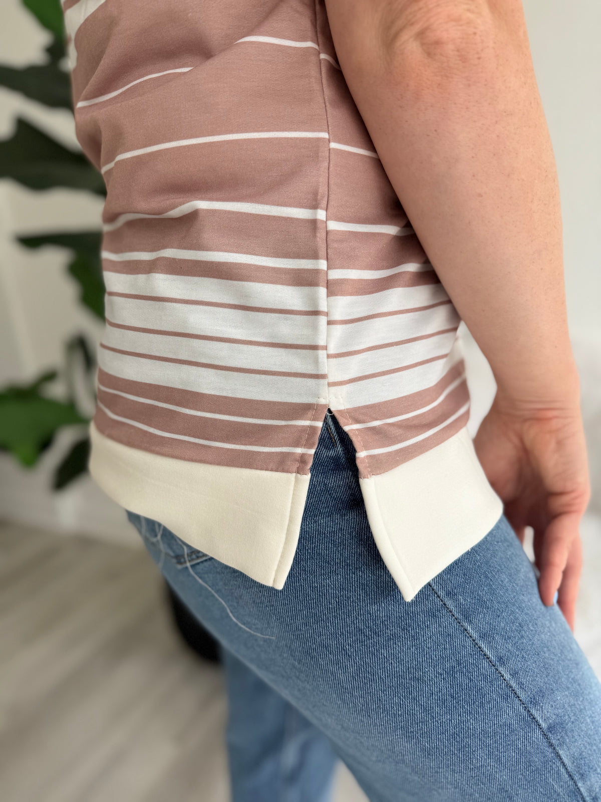 Latte Stripe Tunic Top