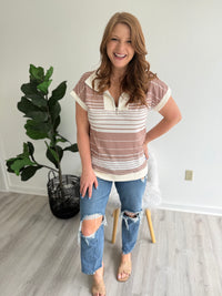 Latte Stripe Tunic Top