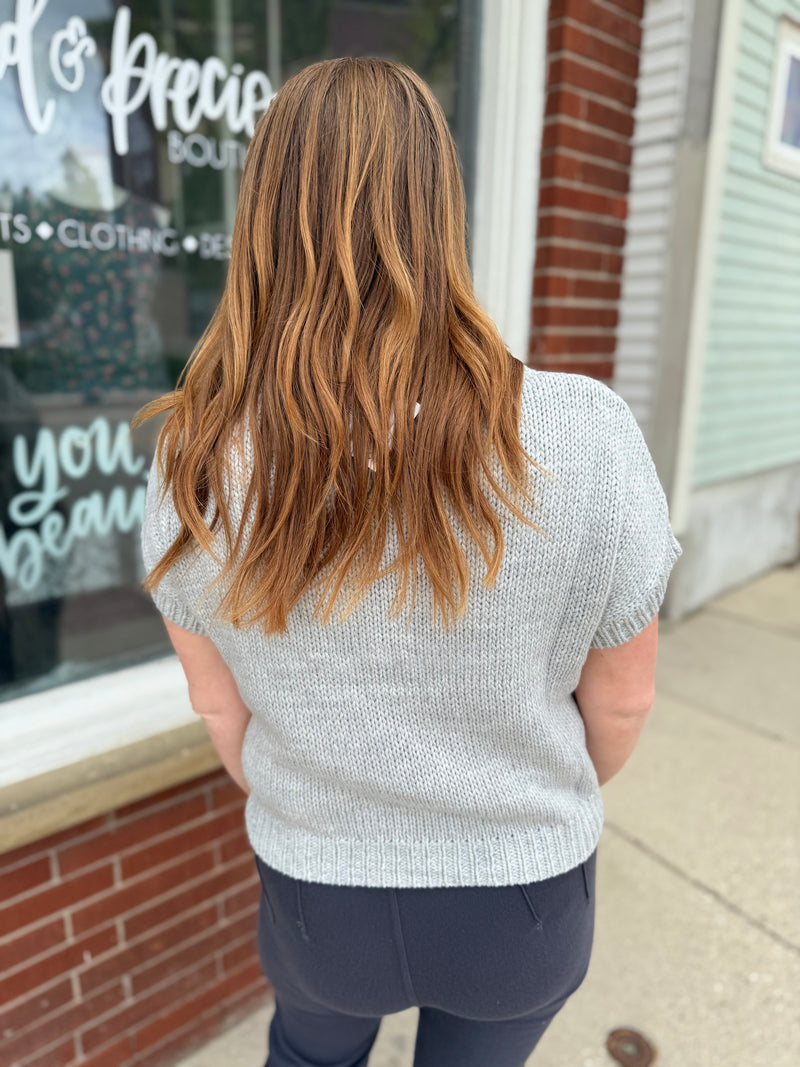 Simplicity Gray Bow Knit Top