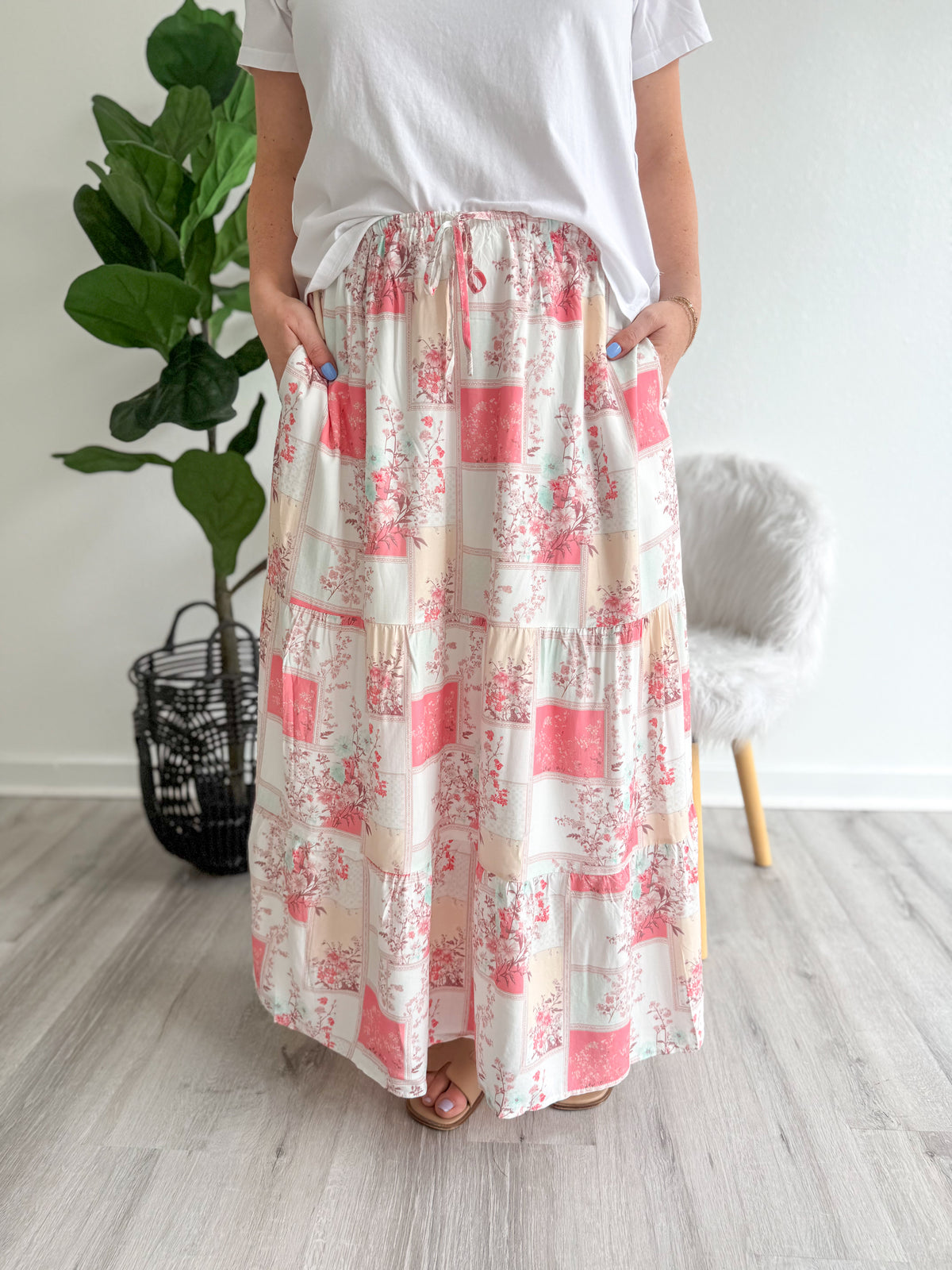 Patchwork Petals Maxi Skirt