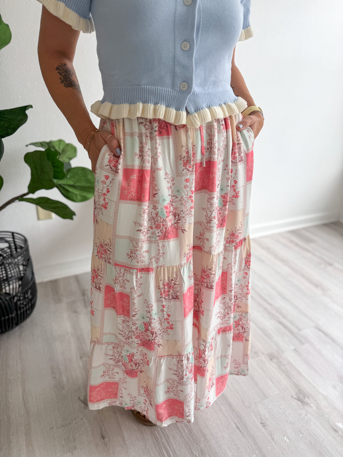 Patchwork Petals Maxi Skirt