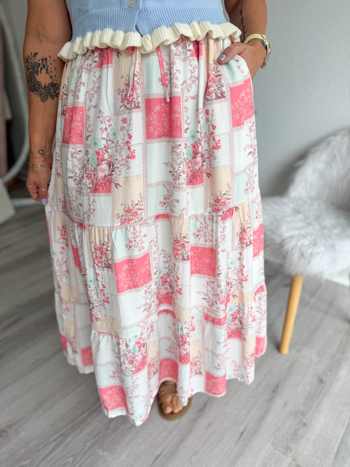 Patchwork Petals Maxi Skirt