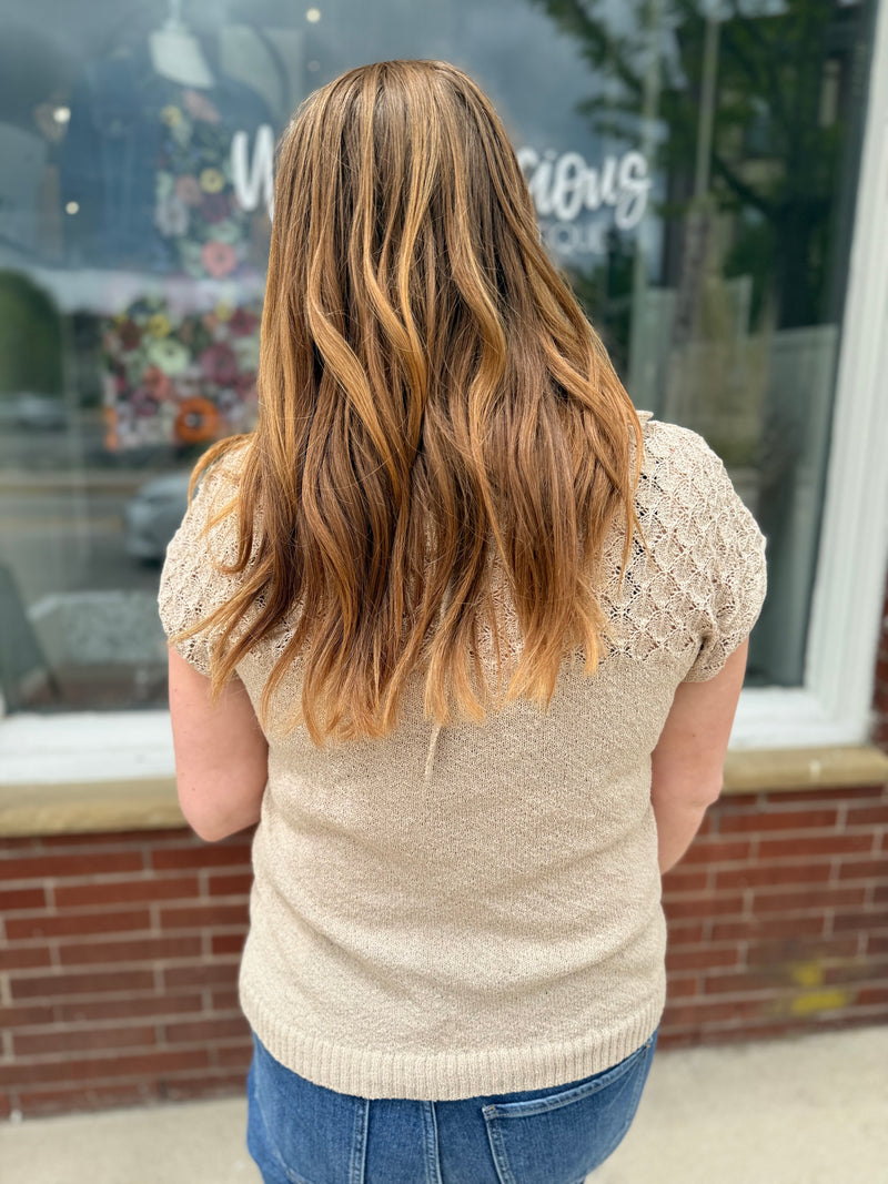 Eyelet Taupe Knit Top