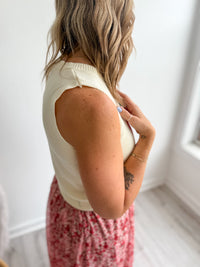 Cream Strawberry Sleeveless Sweater