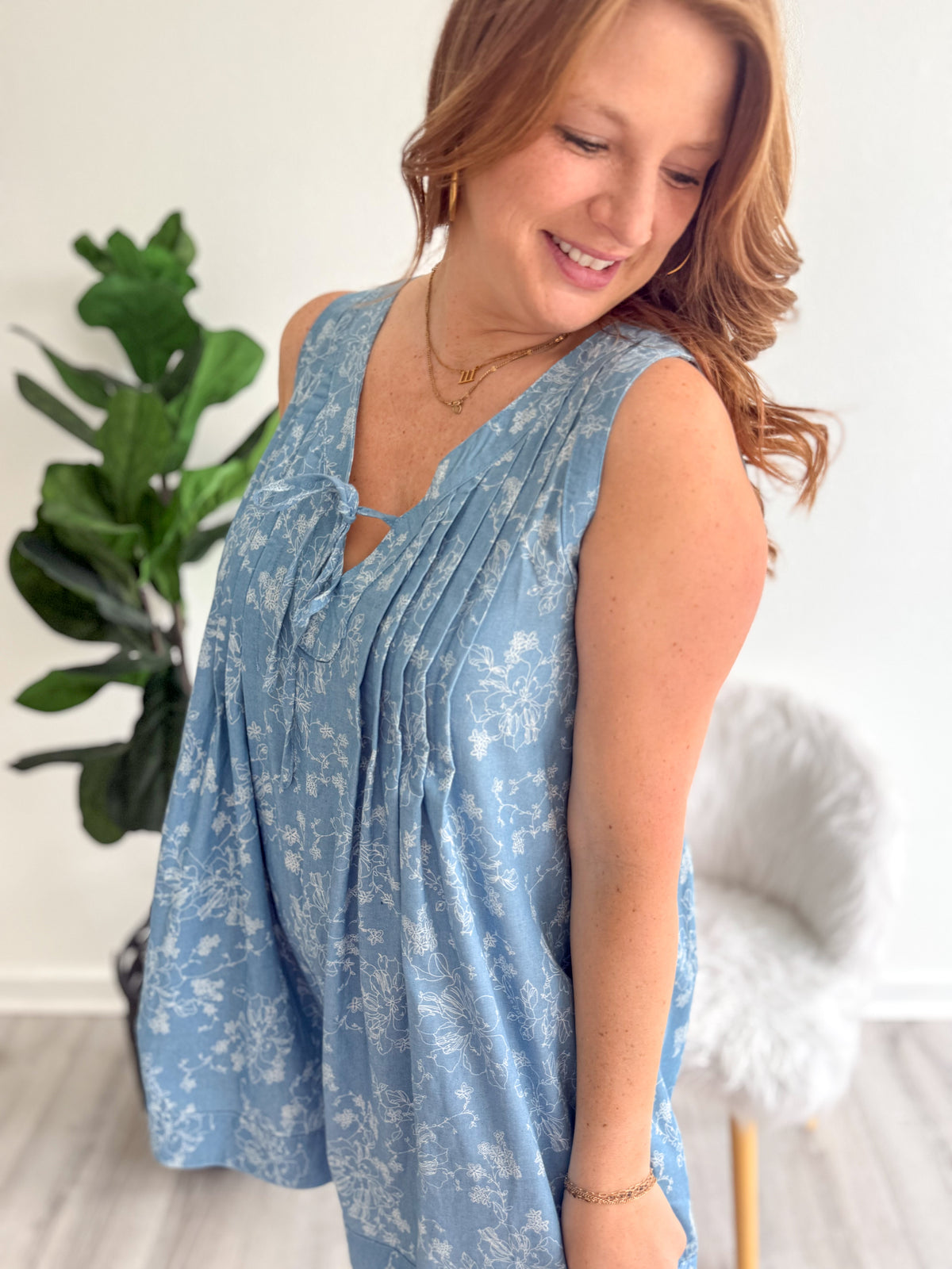 Denim Meadow Romper