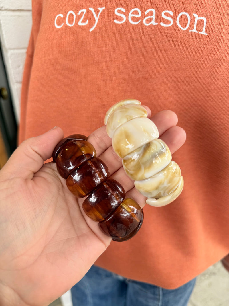 Acrylic Stretch Cord Bracelet - Tortoise