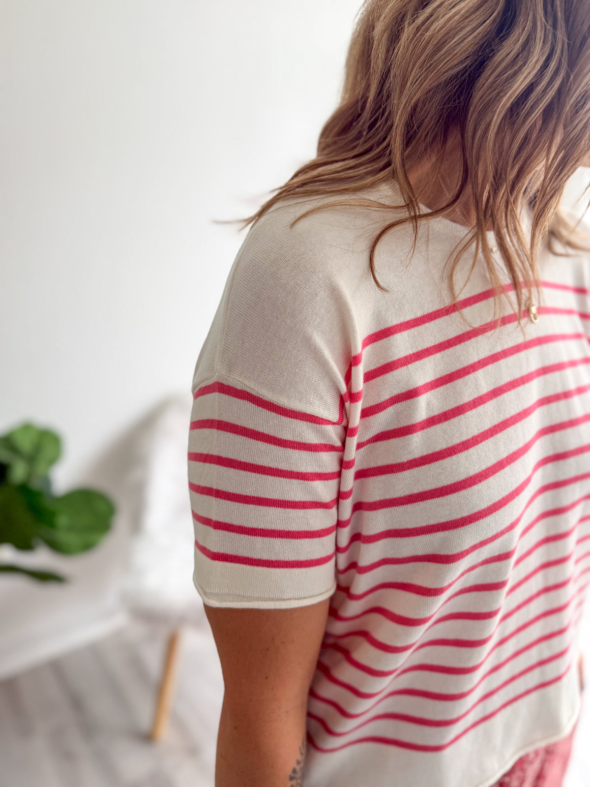 Harbor Coral Stripe Top