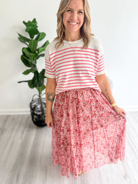 Harbor Coral Stripe Top