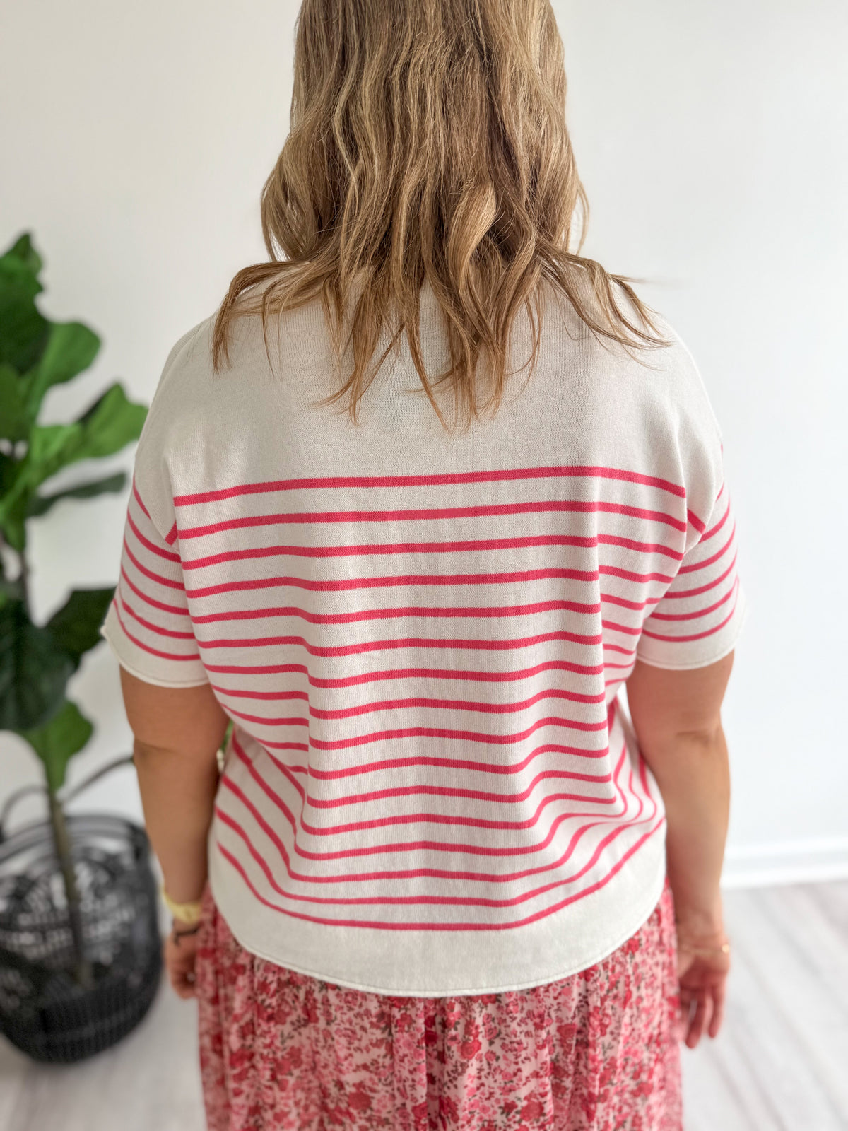 Harbor Coral Stripe Top