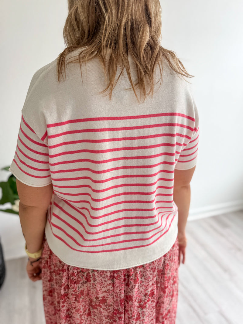 Harbor Coral Stripe Top
