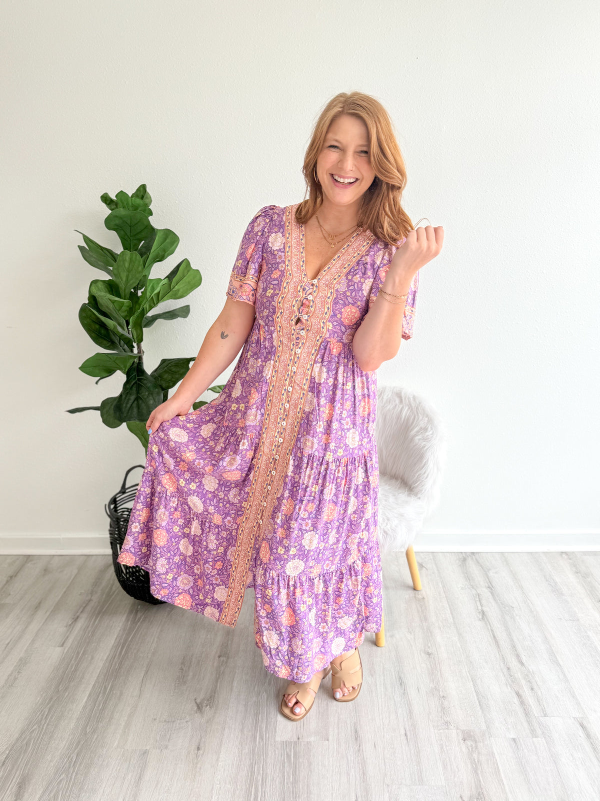 Elsie Lavender Boho Dress