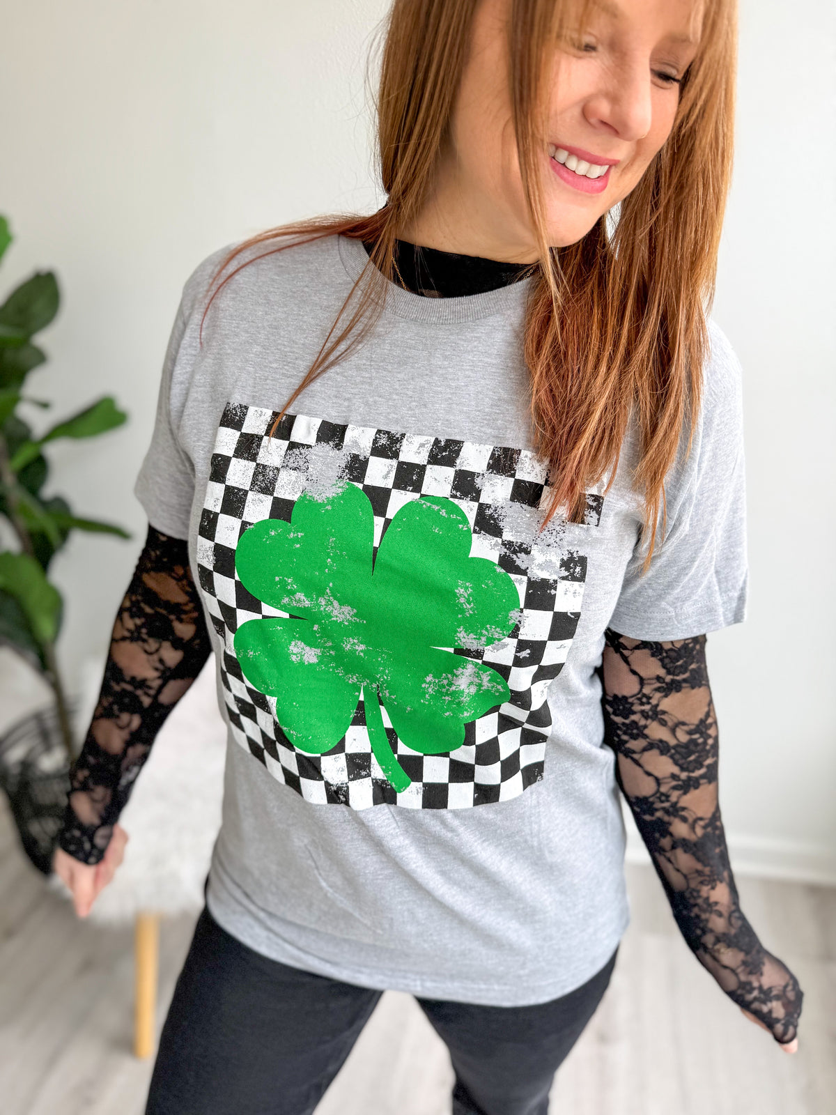 Shamrock Checkered Graphic Tee