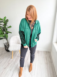 Green Sequin Shacket