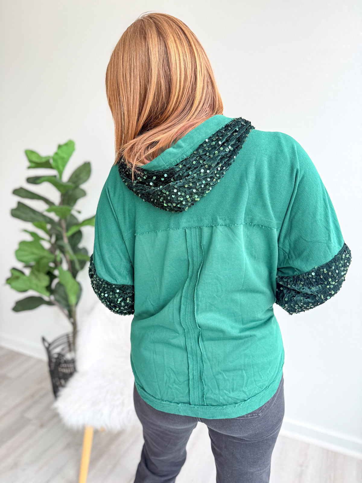 Green Sequin Shacket