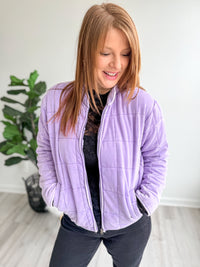 Soft Lavender Washed Quilted Jacket