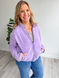 Soft Lavender Washed Quilted Jacket