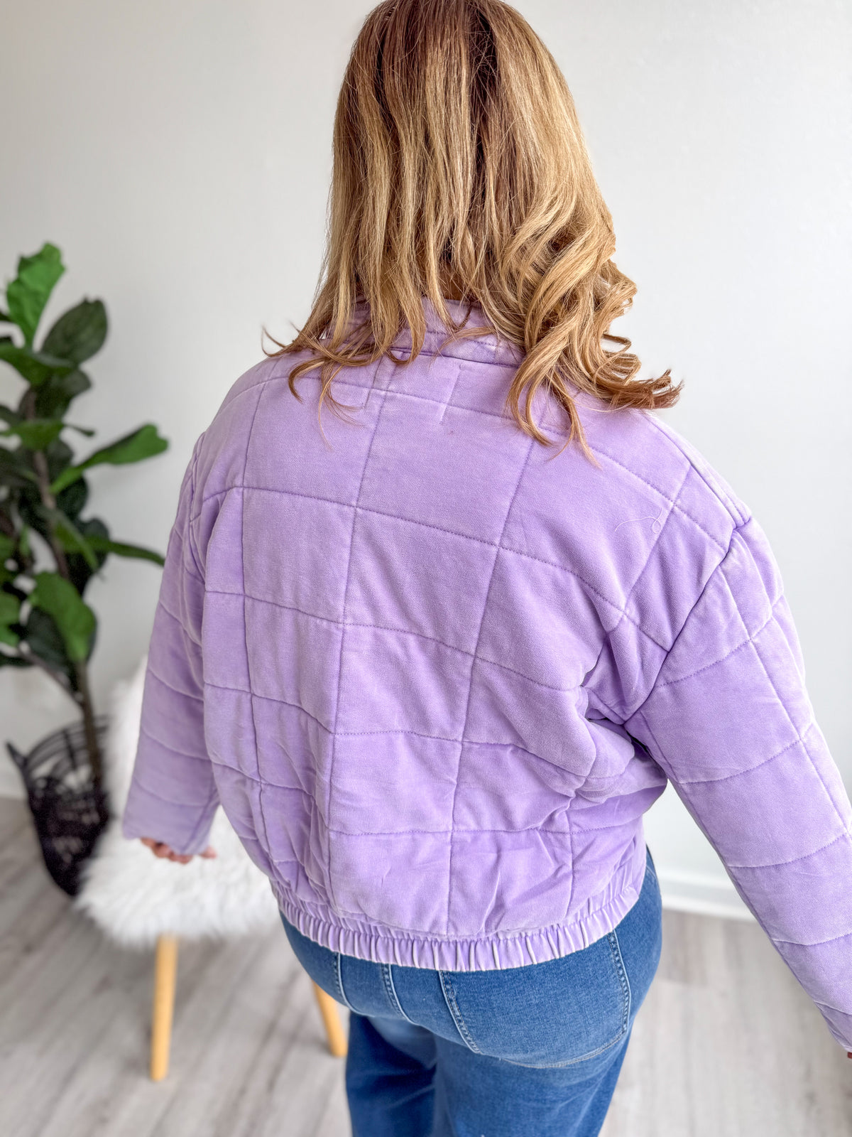 Soft Lavender Washed Quilted Jacket