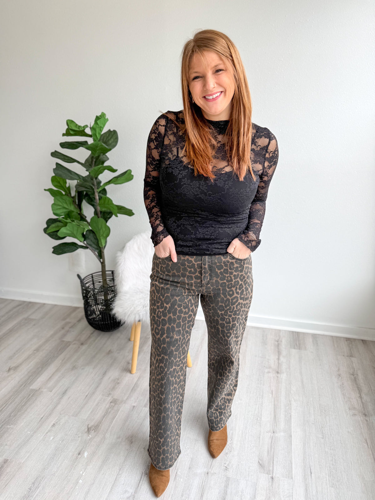 Lace Sheer Long Sleeve - Black