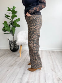 Leopard High Rise Slide Wide Leg Jean