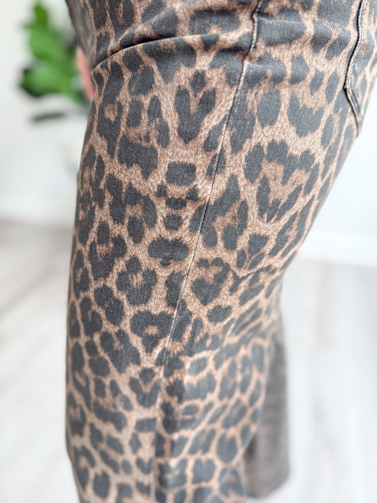 Leopard High Rise Slide Wide Leg Jean