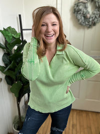 Twist of Lime Collared Long Sleeve